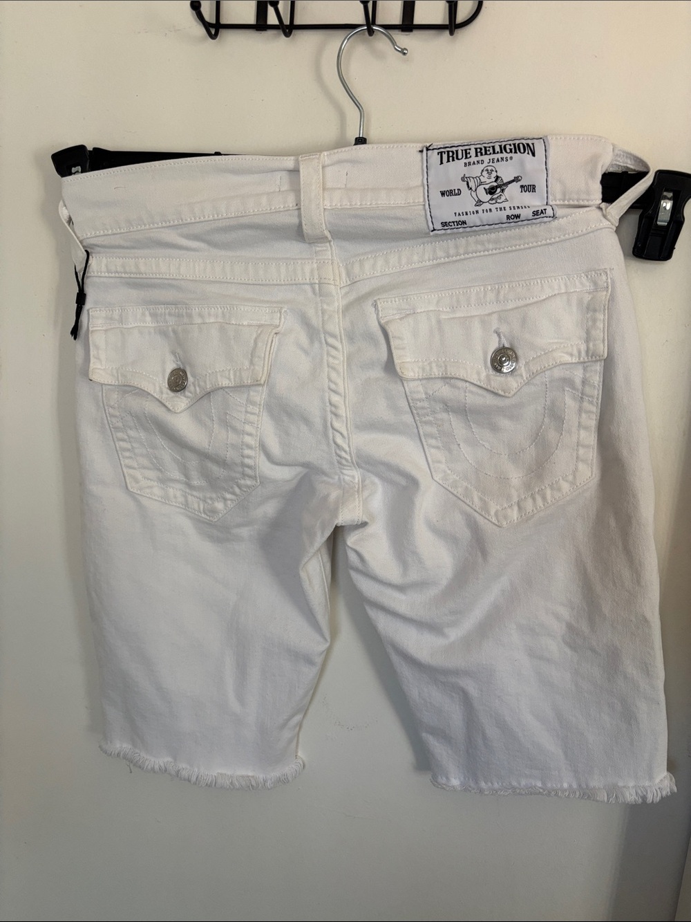 True Religion White Denim Bermuda Cutoff Shorts - Used/like new